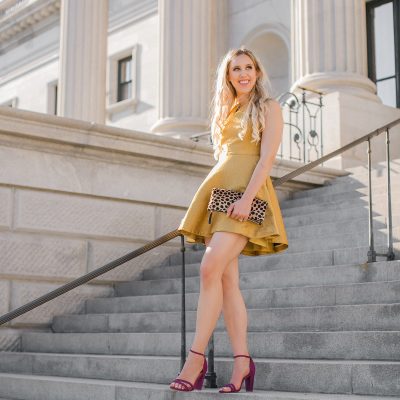 blush and camo, thanksgiving style, fashion blog, charlotte russe heels, gold dress