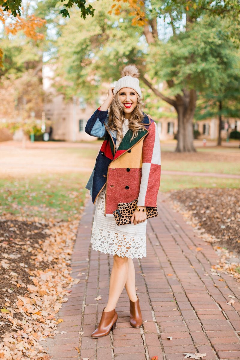 blush and camo, style blog, fall fashion, tory burch coat, fashion blog, white dress, style tips