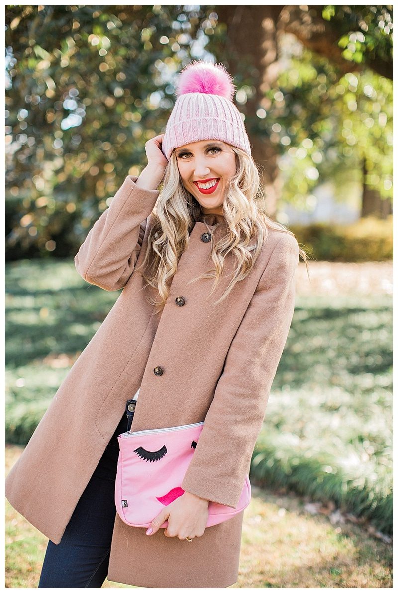 blush and camo, feminine style, pink style, pink beanie, winter essentials, winter classics 