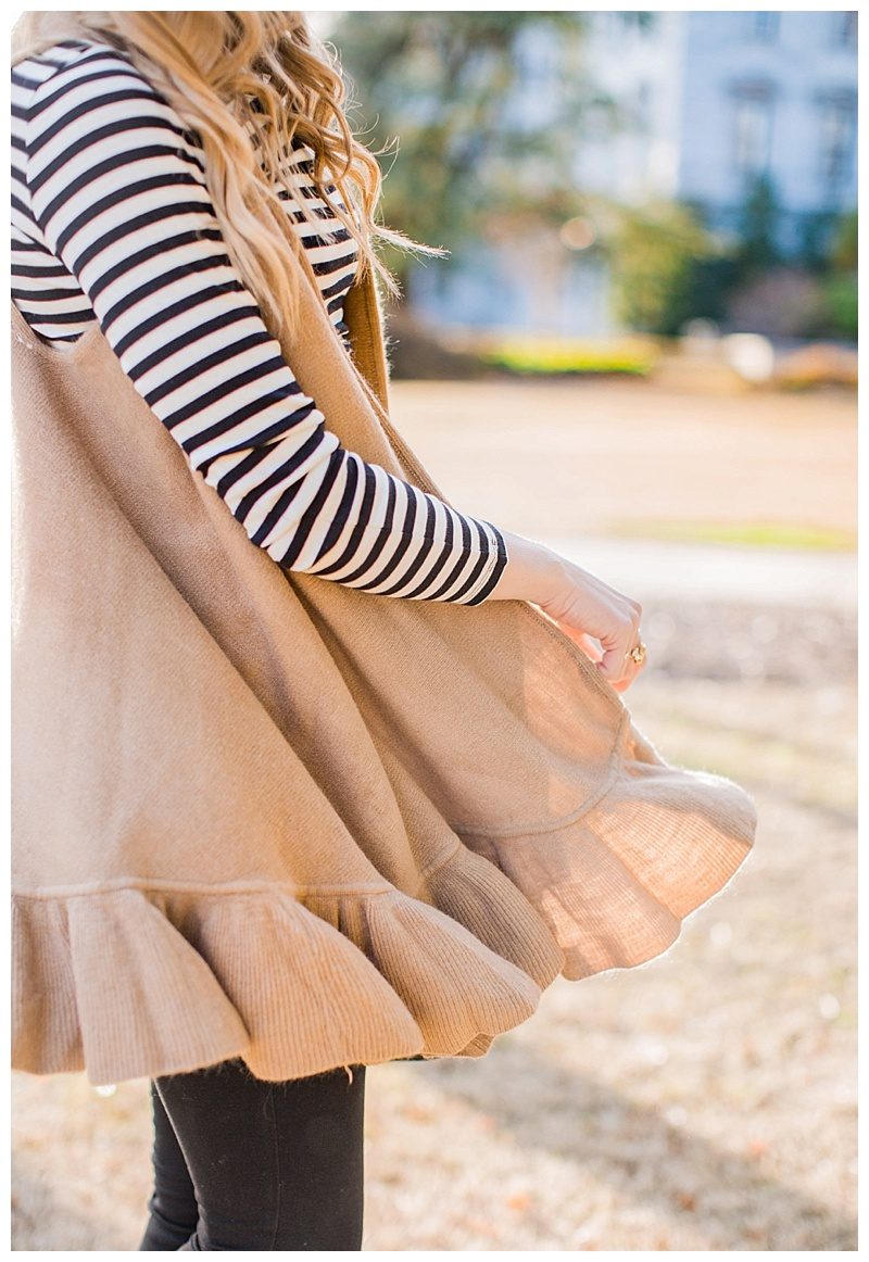 blush and camo, body acceptance, style blog, black and white, stripes, winter style, anthropologie 