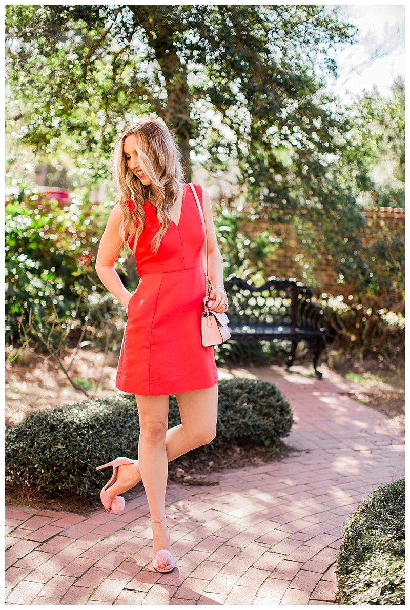 valentine's day, blush and camo, style tips, fashion blog, kate spade, kate spade new york dress