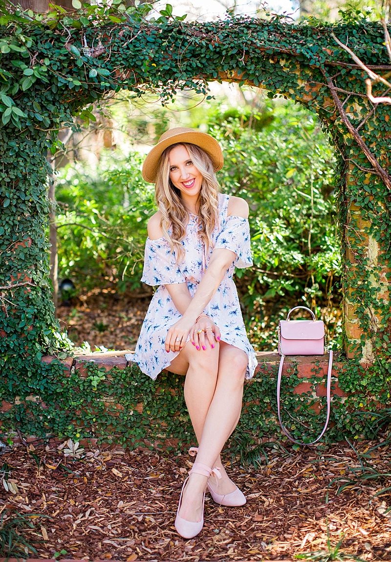 blush and camo, blogging tips, blog tips, tips, shop maude dress, shop maude, blush dress, boater hat, DSW shoes, blush shoes, block heels, nine west heels, kate spade handbag