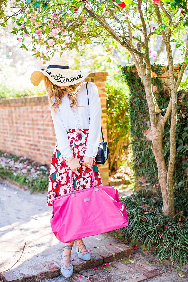 blush and camo, lipault paris, draper james, draper james skirt, floppy hat, spring style, wanderlust 