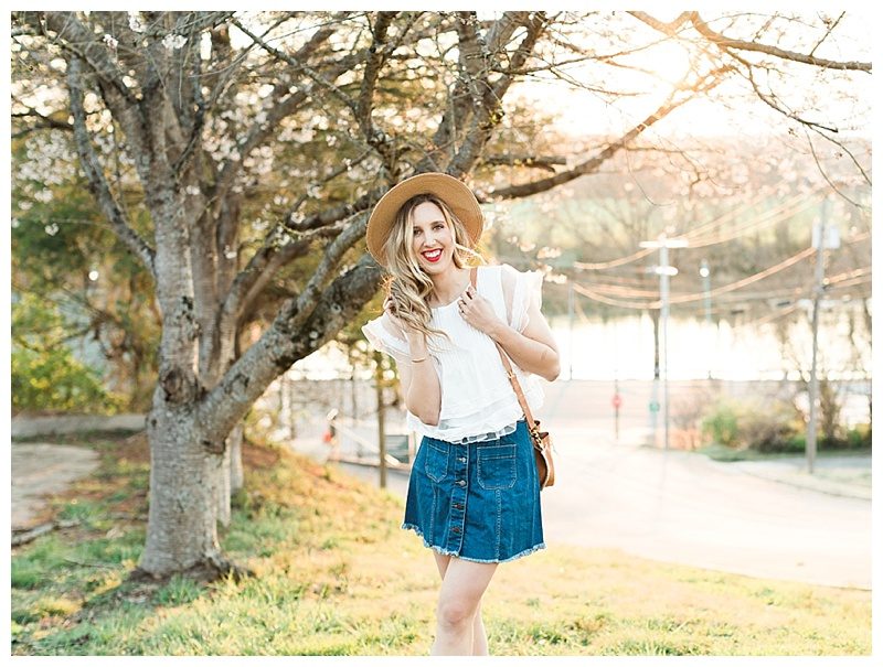 blush and camo, style tips, how to style, wardrobe classics, jean skirt 